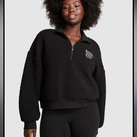 Victoria’s Secret pink please have zip pull over in black size small - Picture 7 of 7